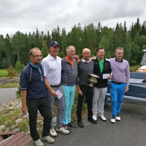 M50-lyöntipelin vuoden 2018 parhaat vasemmalta Jari Leppänen (5.), Jukka Utriainen (4.), Antti-Pekka Kaarna(2.), Timo Huuhtanen (1.), Matti Moilanen (3.), ja Leo Savonen (6.).